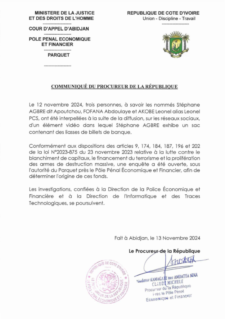 Côte d’Ivoire – Arrestation d’Apoutchou National: le procureur de la République réagit