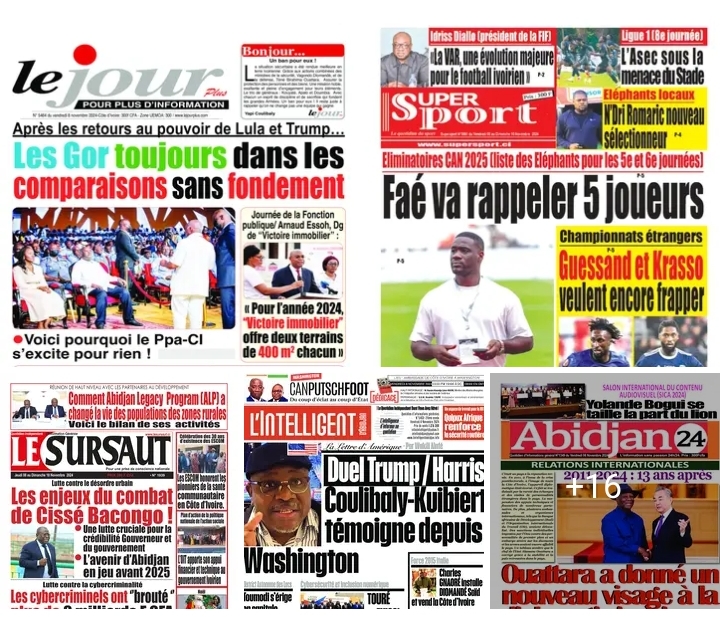 Côte d'Ivoire / Revue des Titres : Découverte de la UNE du 08 novembre 2024.