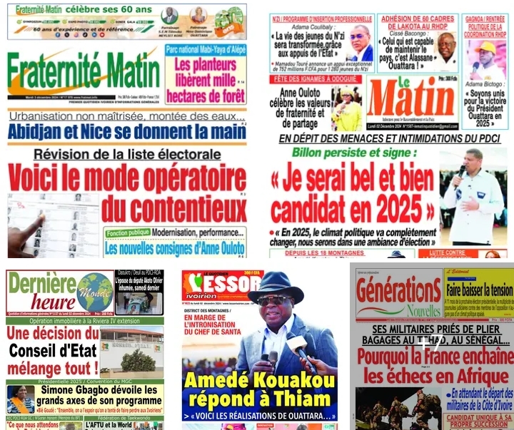 Revue des Titres IVOIRIENNE du mardi 03 Décembre 2024 : « Est-ce que l'âge est une maladie ? Il travail plus que des âges de 30 ans »