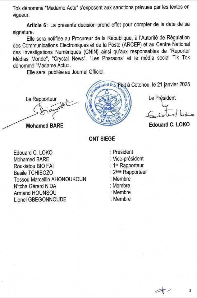 Bénin : suspension de plusieurs médias par la HAAC