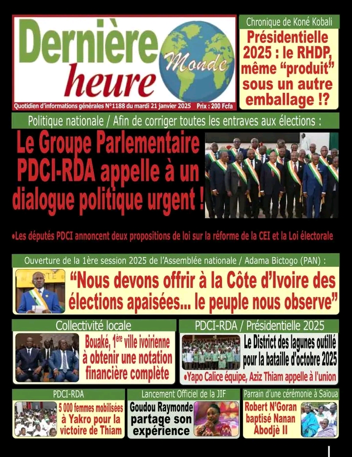 Côte d'Ivoire / Revue des Titres : " LE GROUPE PARLEMENTAIRE DU PDCI EXIGE UNE REFORME PROFONDE DU PROCESSUS ELECTORALE ".