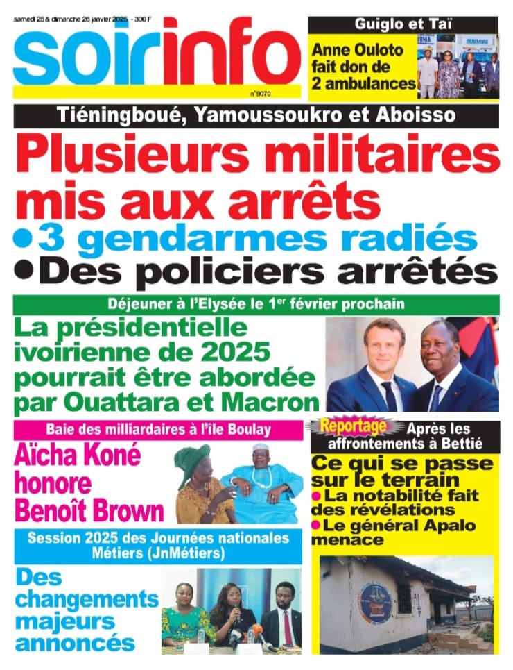 Côte d'Ivoire / Revue des Titres : " Plusieurs millitaires mis aux arrêts ".