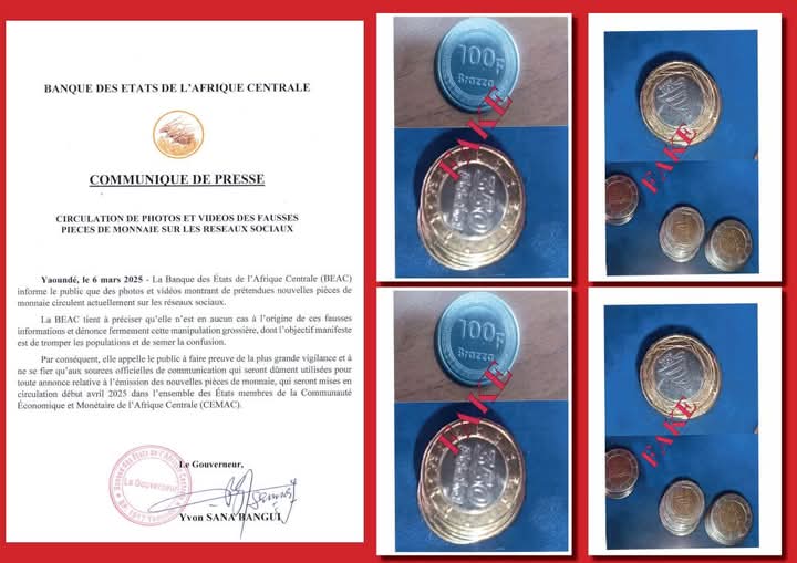 BEAC: l'institution alerte sur les fausses pièces de monnaies en circulation sur les réseaux sociaux