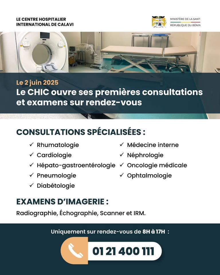 Bénin – Le Centre Hospitalier International de Calavi (CHIC) ouvre ses portes : une nouvelle ère pour le système de santé béninois