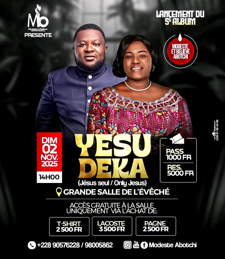 Atakpamé vibrera au rythme gospel : Modeste & Believe Abothi en concert dédicace pour leur 5ᵉ album