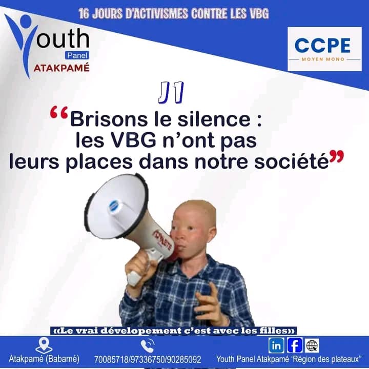 16 jours d’activisme : Youth Panel Atakpamé et le CCPE Moyen Mono unissent leurs forces contre les violences basées sur le genre