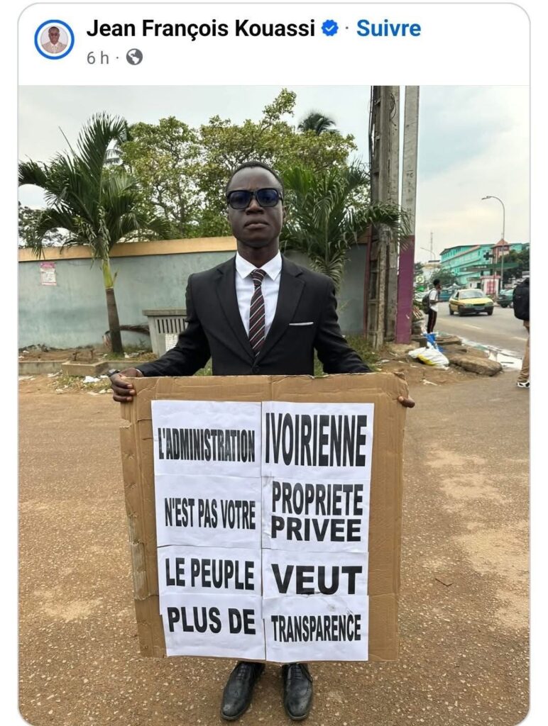 Côte d’Ivoire : Jean-François Kouassi (JFK) interpellé au Plateau après une manifestation en solo