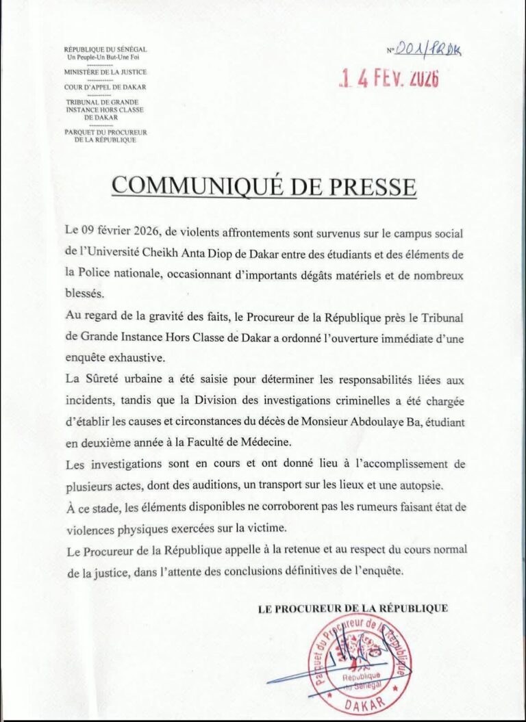 Sénégal : Violents affrontements à l’Université Cheikh Anta Diop, une enquête ouverte après la mort d’un étudiant.
