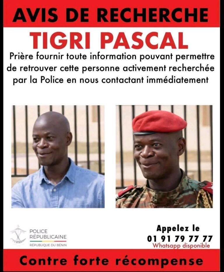 Bénin : avis de recherche après la tentative de coup d’État du 7 décembre, 20 millions FCFA de récompense.