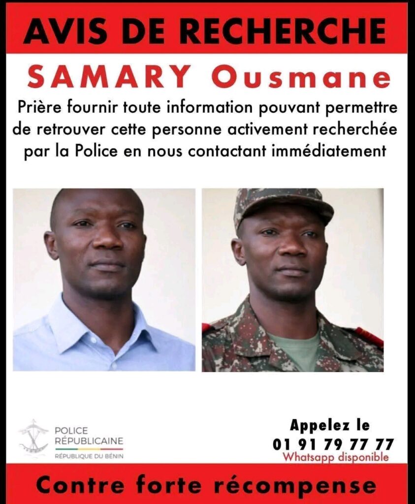 Bénin : avis de recherche après la tentative de coup d’État du 7 décembre, 20 millions FCFA de récompense.