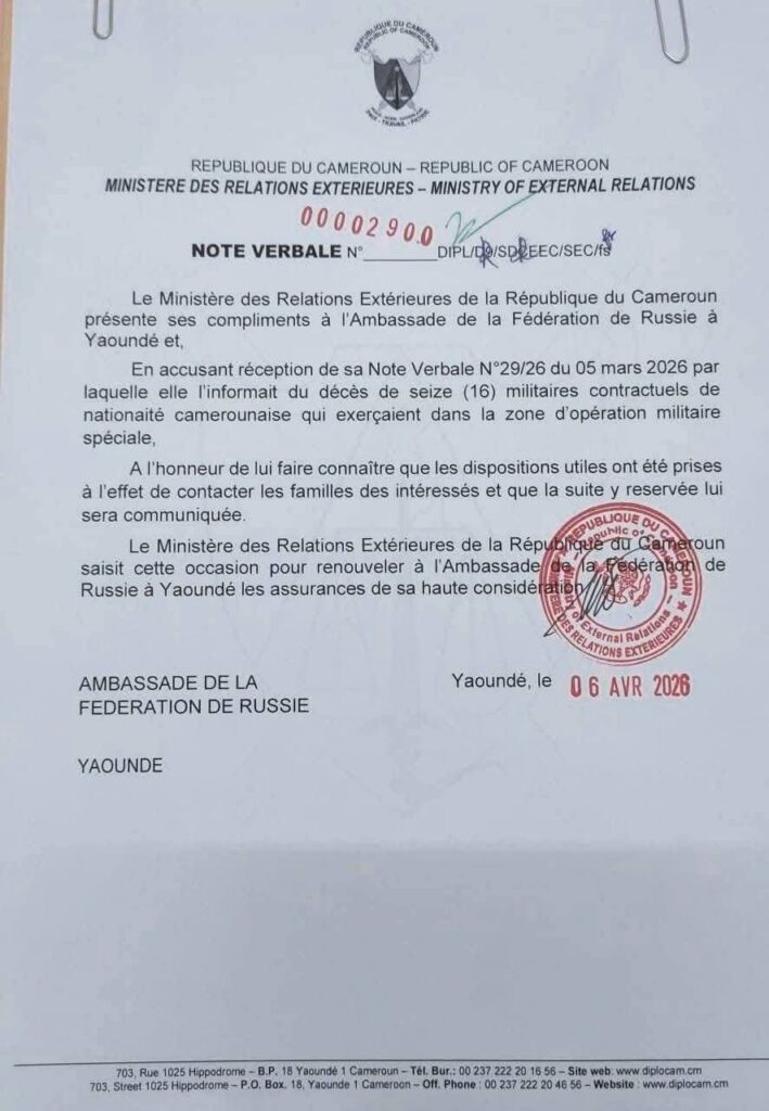 🇨🇲 Cameroun – Russie | 16 Camerounais tués en Ukraine, Yaoundé confirme officiellement
