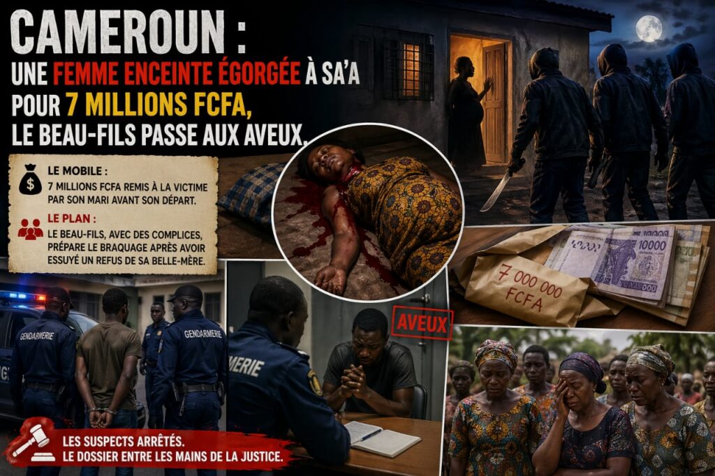 Cameroun : une femme enceinte égorgée à Sa’a pour 7 millions FCFA, le beau-fils passe aux aveux