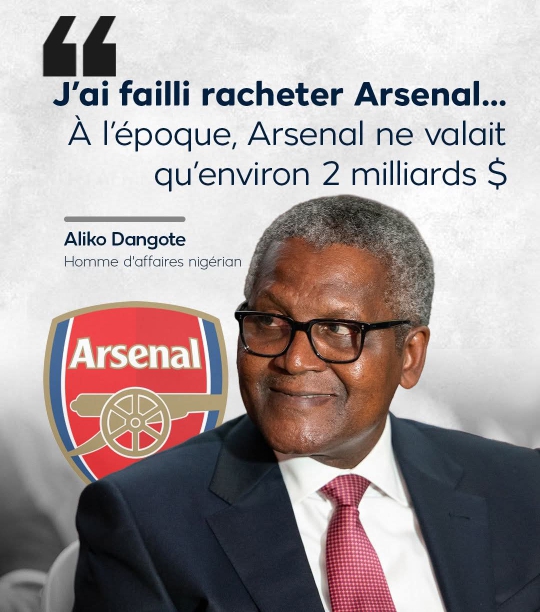 Aliko Dangote renonce définitivement au rachat d’Arsenal et privilégie son empire industriel