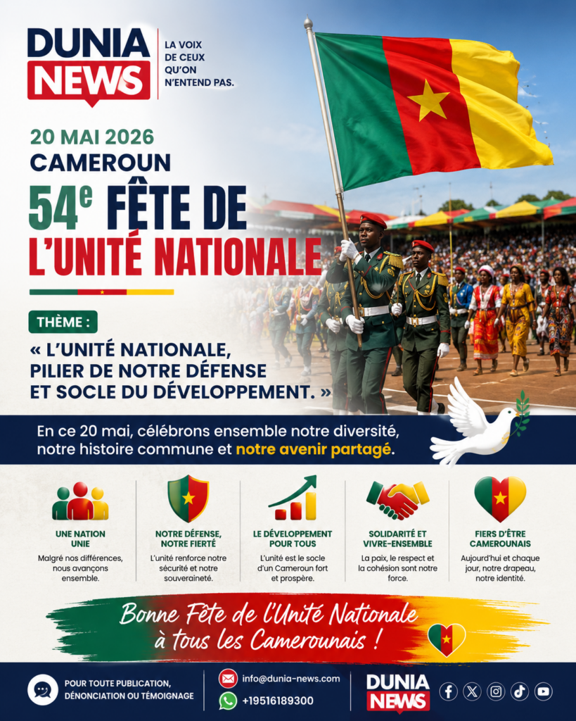 Cameroun : célébration de la 54ᵉ Fête de l’Unité Nationale ce 20 mai 2026