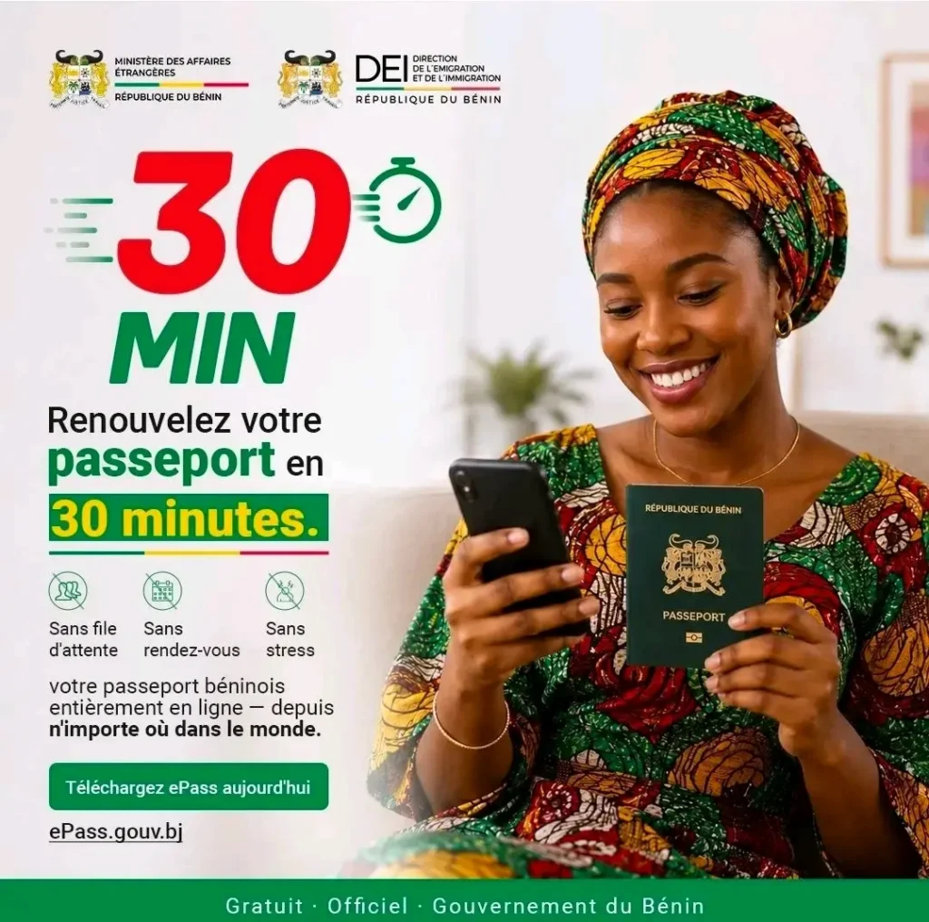 Bénin : Le renouvellement du passeport désormais possible en ligne pour la diaspora grâce au service ePASS.