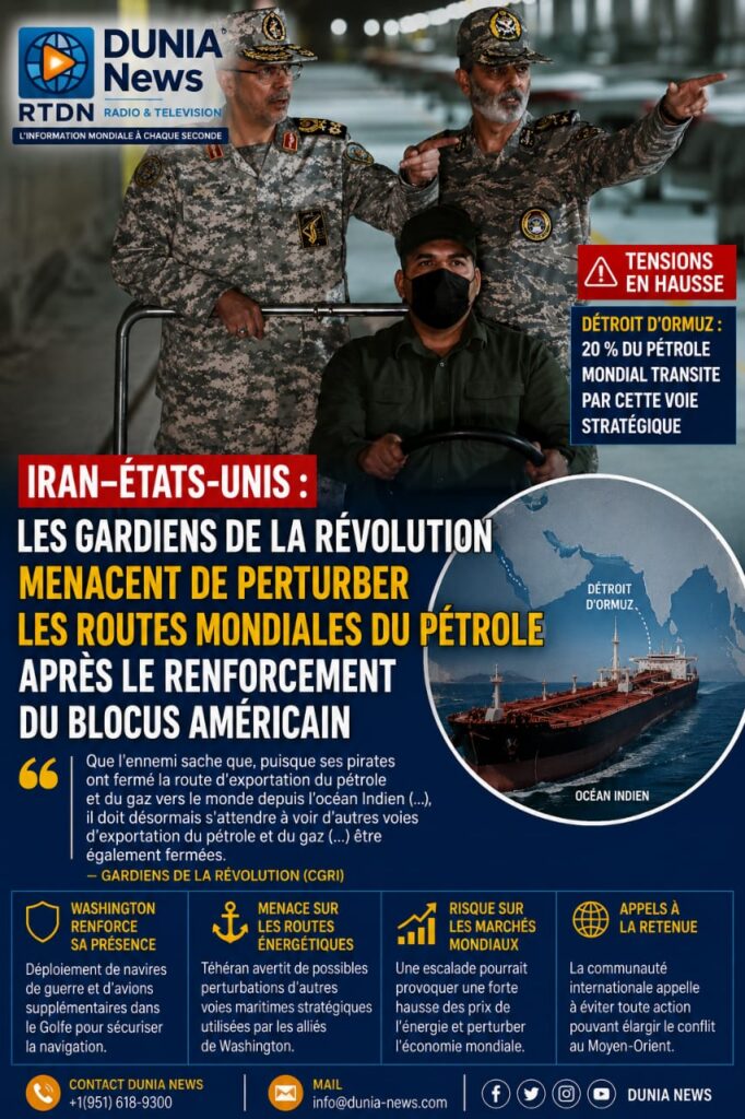 Iran–États-Unis : Les Gardiens de la révolution menacent de perturber les routes mondiales du pétrole après le renforcement du blocus américain