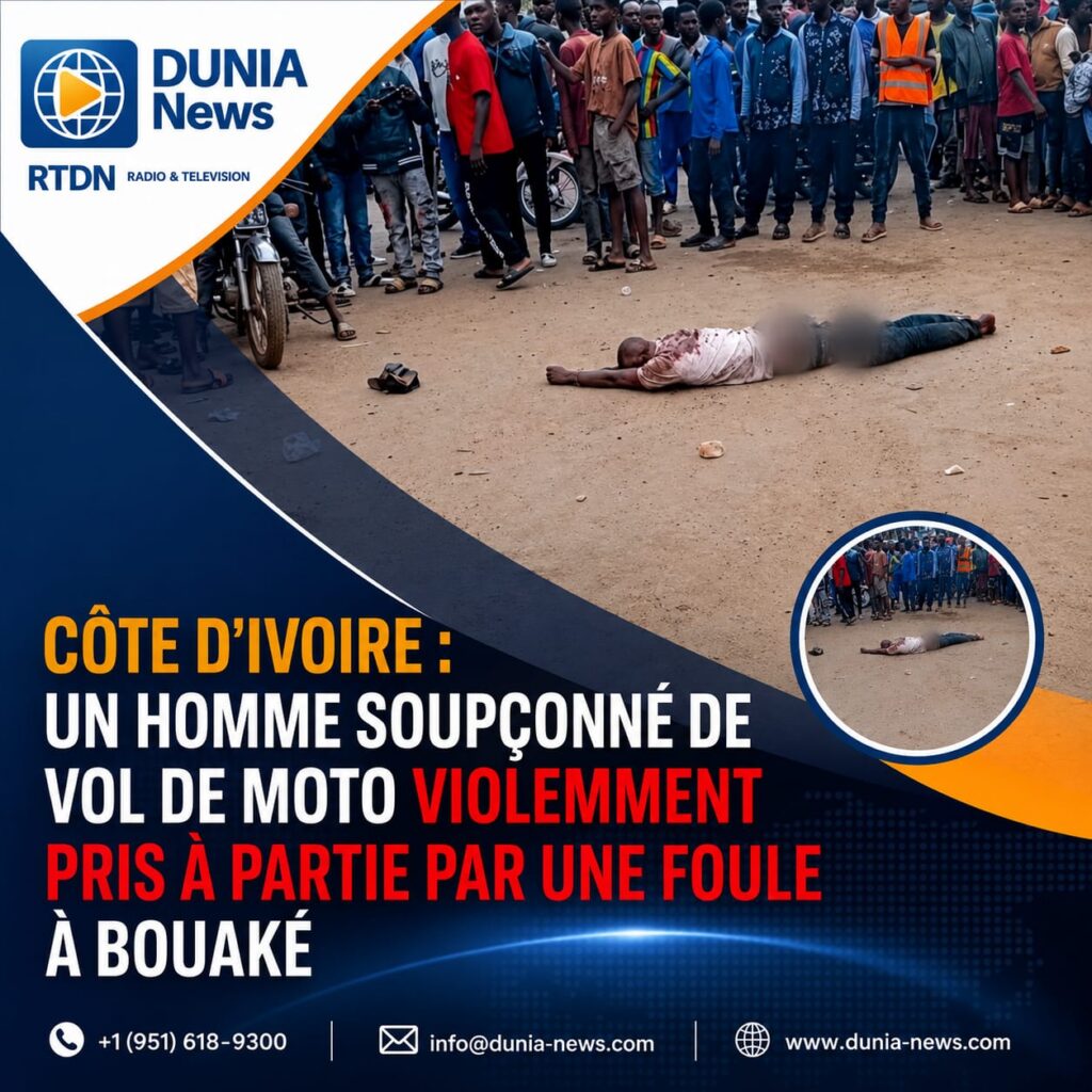 Côte d'Ivoire : Un homme soupçonné de vol de moto violemment pris à partie par une foule à Bouaké