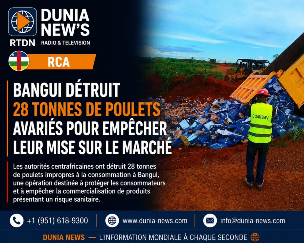 RCA | Bangui détruit 28 tonnes de poulets avariés pour empêcher leur mise sur le marché