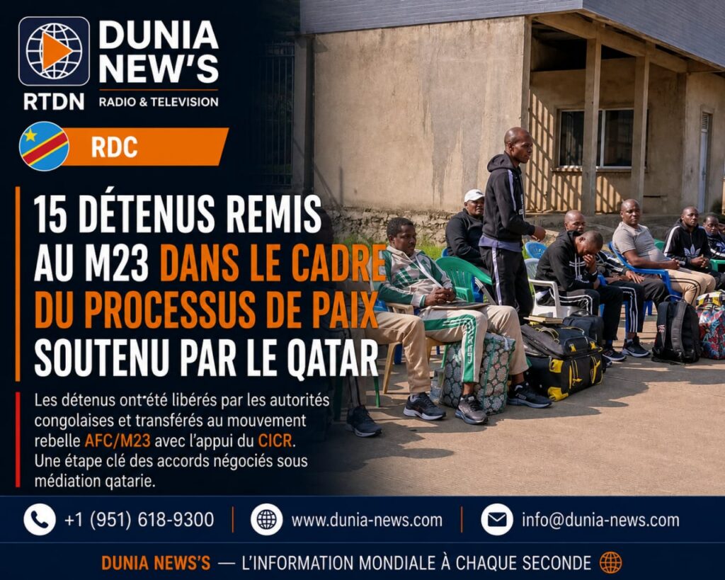 RDC : 15 détenus remis au M23 dans le cadre du processus de paix soutenu par le Qatar