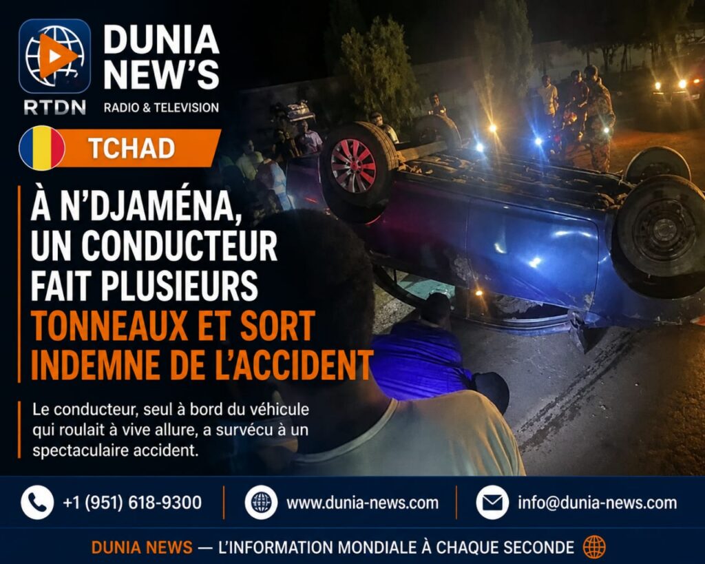 Tchad : à N’Djaména, un conducteur fait plusieurs tonneaux et sort indemne de l’accident