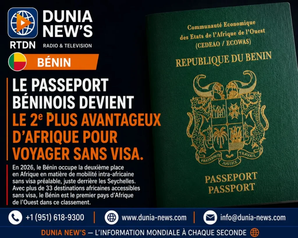 Bénin : Le passeport béninois devient le 2ᵉ plus avantageux d’Afrique pour voyager sans visa