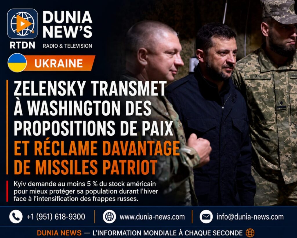 Ukraine : Zelensky transmet à Washington des propositions de paix et réclame davantage de missiles Patriot
