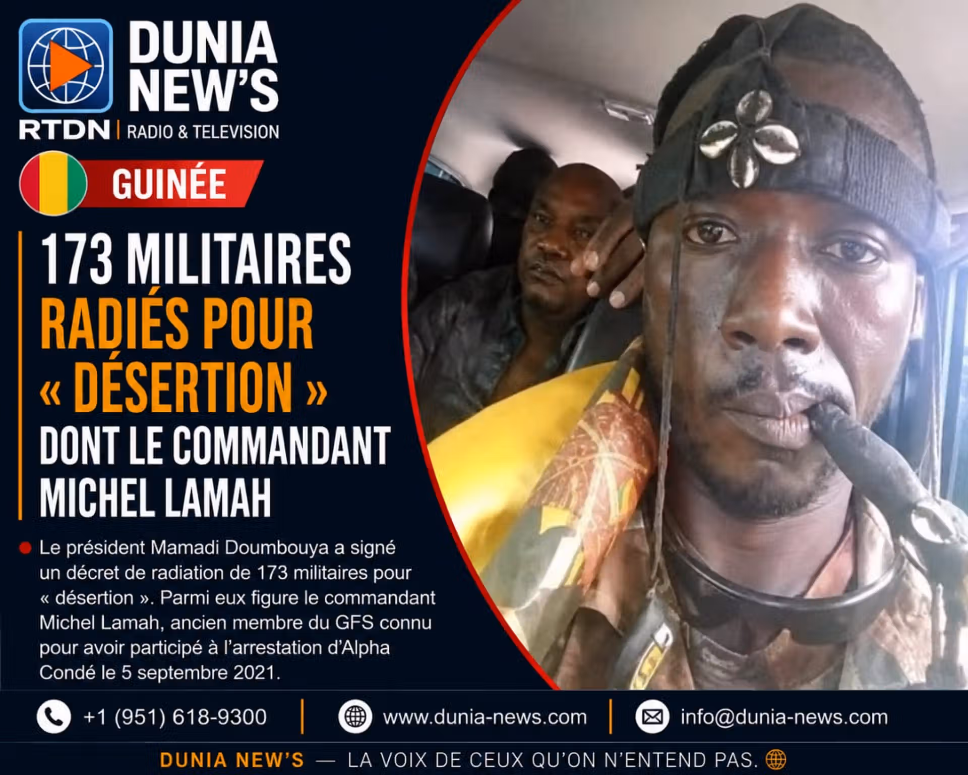 Guinée : 173 militaires radiés pour « désertion », dont le commandant Michel Lamah