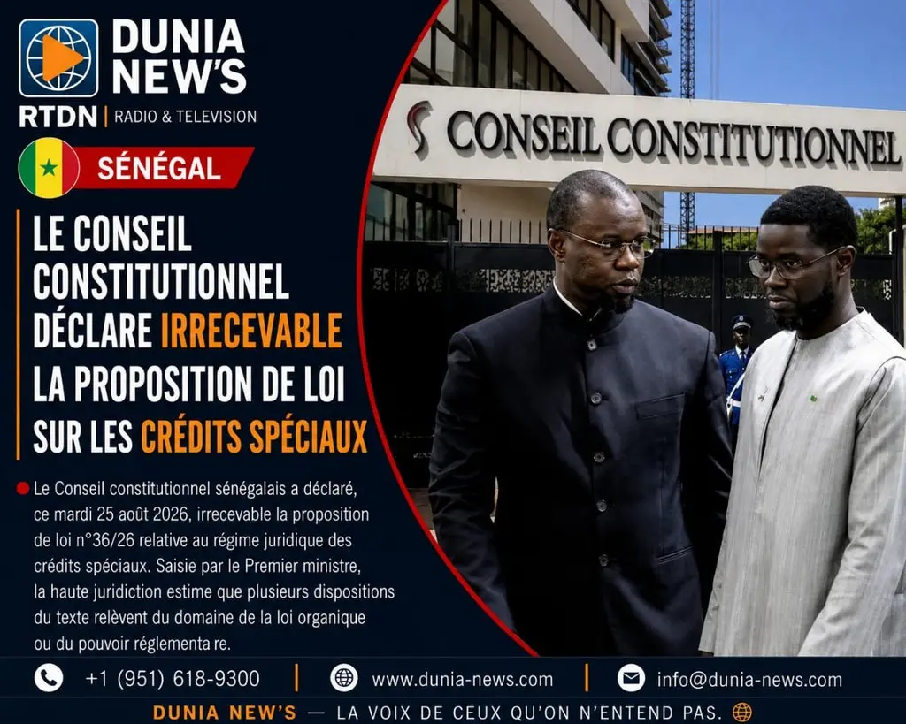 Sénégal : Le Conseil constitutionnel déclare irrecevable la proposition de loi sur les crédits spéciaux