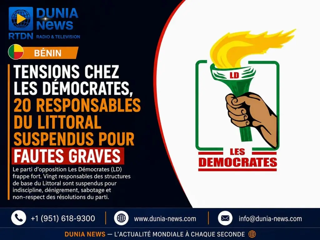 Bénin : tensions chez Les Démocrates, 20 responsables du Littoral suspendus pour fautes graves