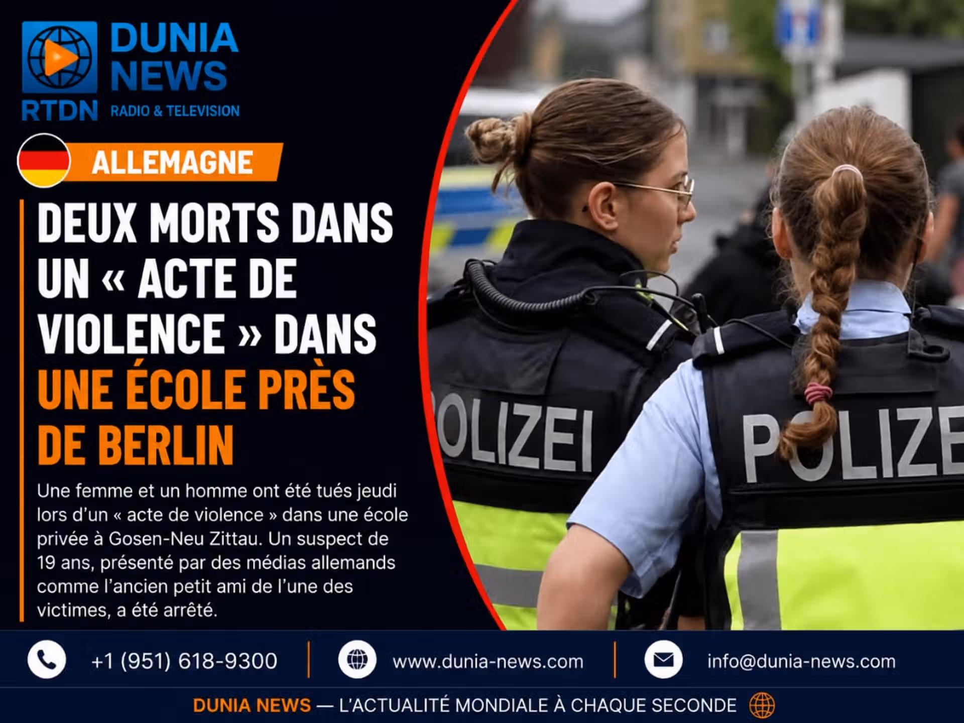 Allemagne : deux morts dans un « acte de violence » dans une école près de Berlin
