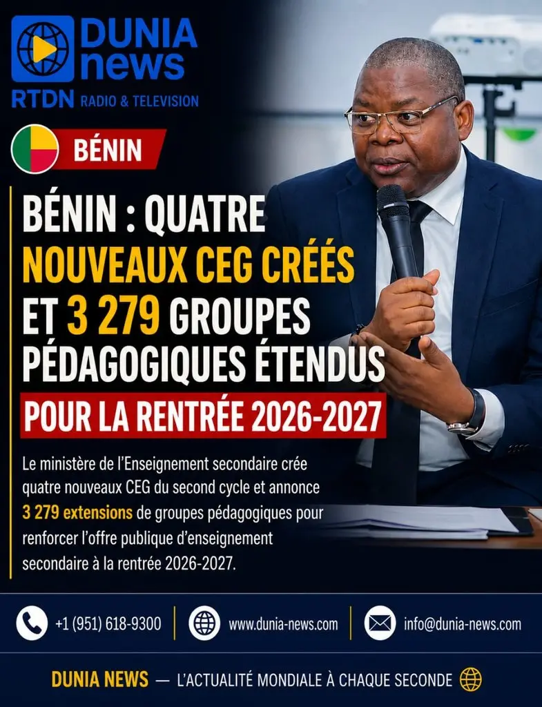 🇧🇯 BÉNIN : QUATRE NOUVEAUX CEG CRÉÉS ET 3 279 GROUPES PÉDAGOGIQUES ÉTENDUS POUR LA RENTRÉE 2026-2027