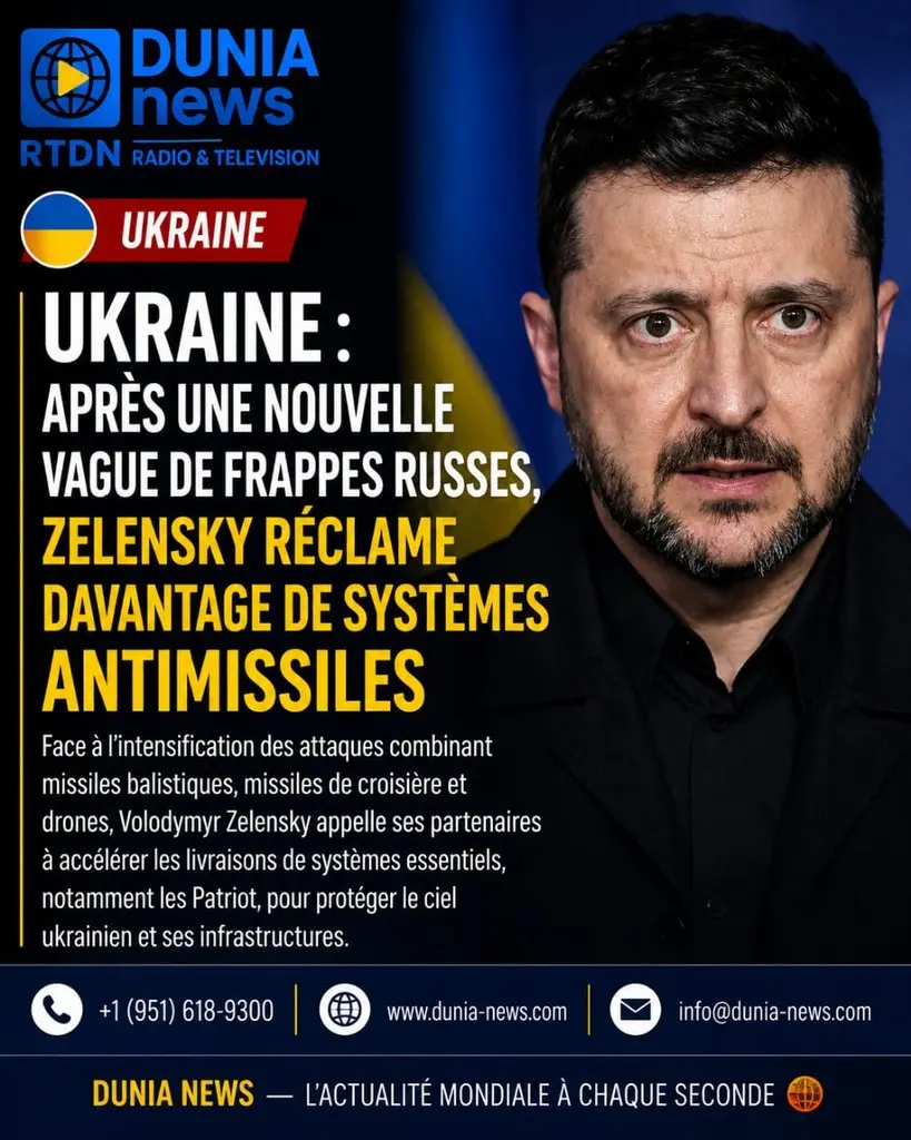 Ukraine : après une nouvelle vague de frappes russes, Zelensky réclame davantage de systèmes antimissiles