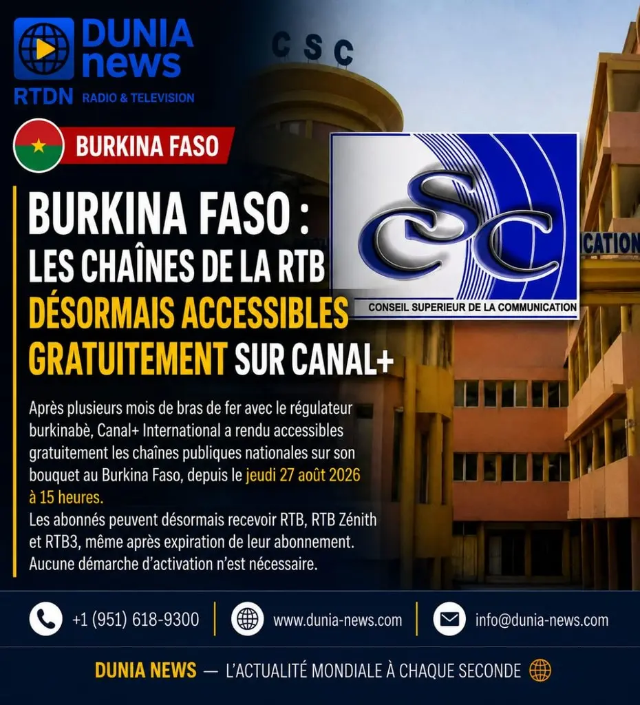 Burkina Faso : Les chaînes de la RTB désormais accessibles gratuitement sur Canal+