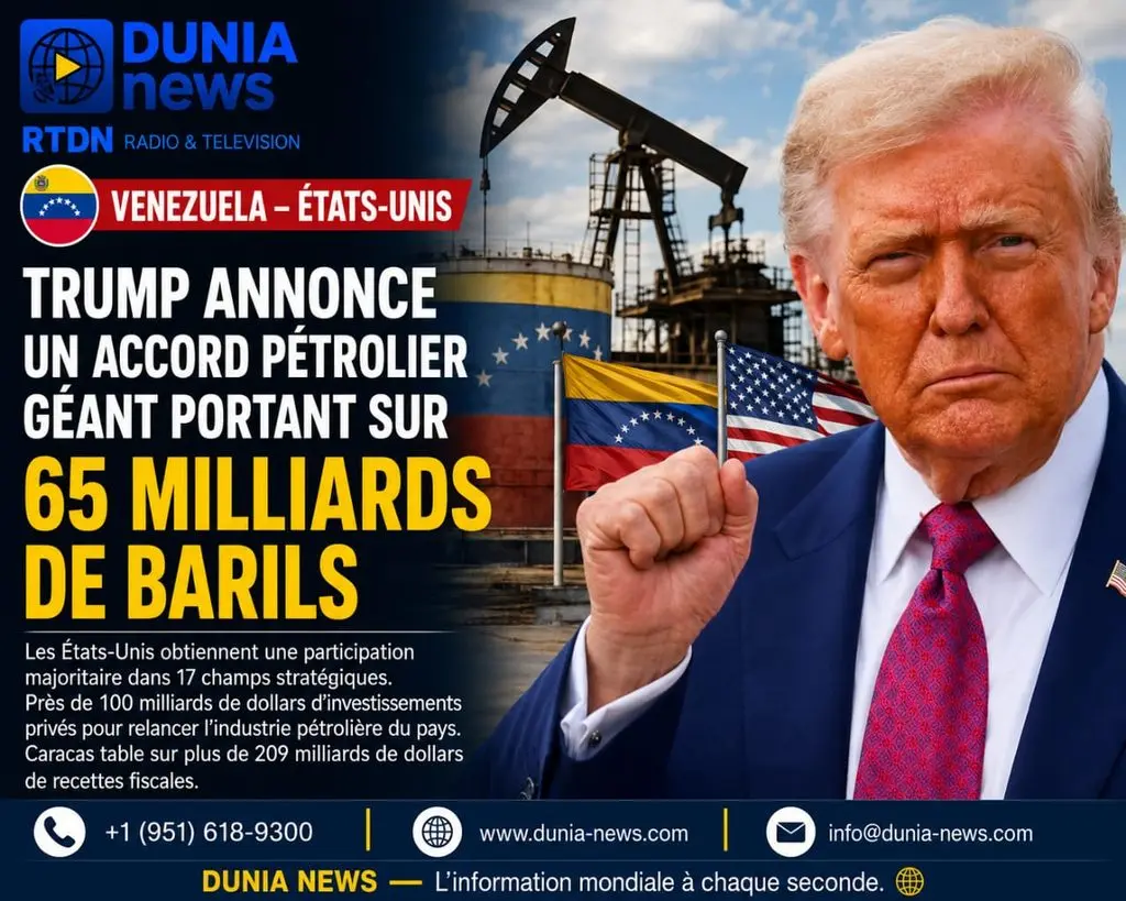 🇻🇪🇺🇸 VENEZUELA – ÉTATS-UNIS : TRUMP ANNONCE UN ACCORD PÉTROLIER GÉANT PORTANT SUR 65 MILLIARDS DE BARILS
