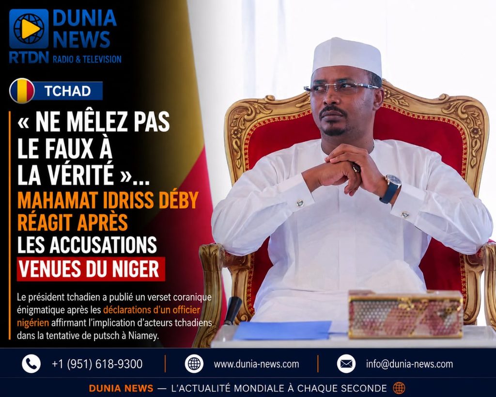 TCHAD : « NE MÊLEZ PAS LE FAUX À LA VÉRITÉ »… MAHAMAT IDRISS DÉBY RÉAGIT APRÈS LES ACCUSATIONS VENUES DU NIGER