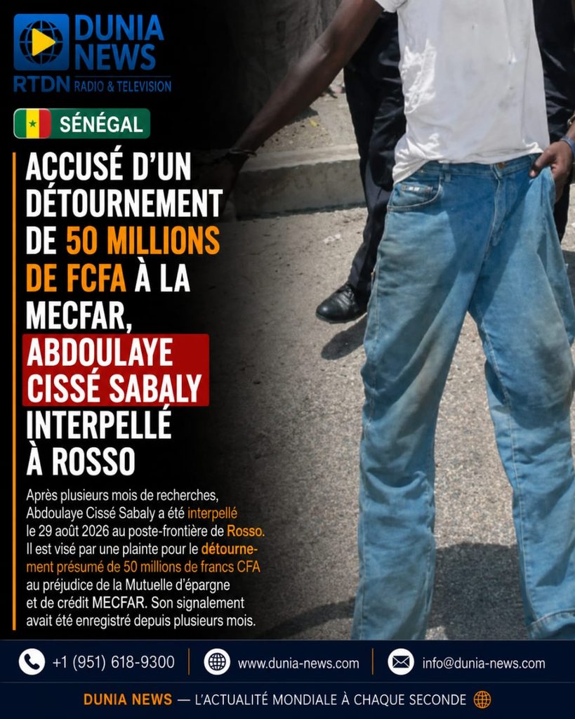 SÉNÉGAL : ACCUSÉ D’UN DÉTOURNEMENT DE 50 MILLIONS DE FCFA À LA MECFAR, ABDOULAYE CISSÉ SABALY INTERPELLÉ À ROSSO