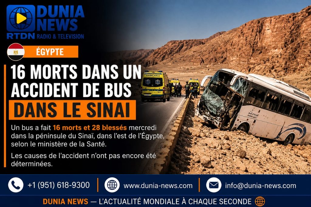 Égypte : 16 morts dans un accident de bus dans le Sinaï